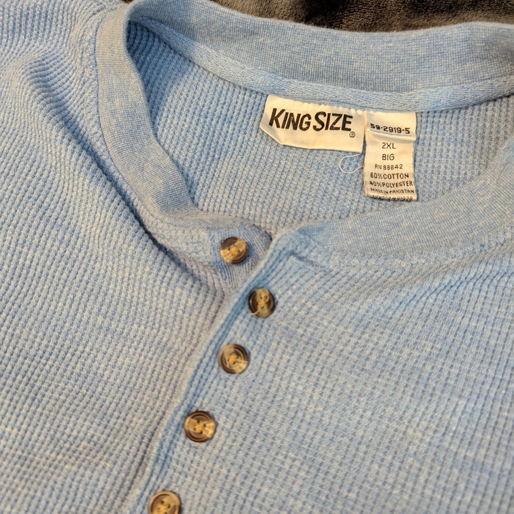King Size Light Blue Henley Shirt